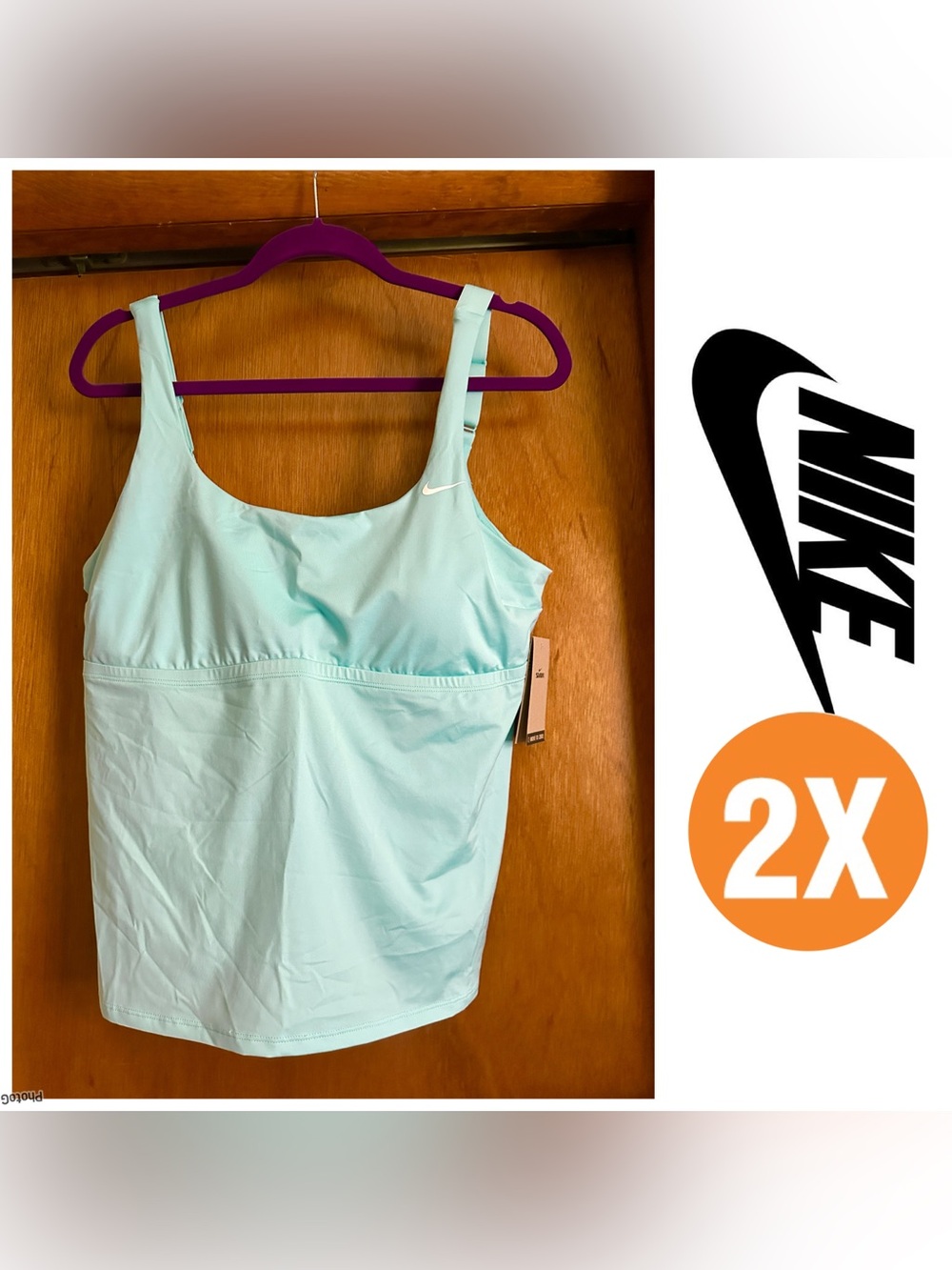Nike Caribbean Teal Blue Green Women's Plus Size Swim Top Tankini NWT
